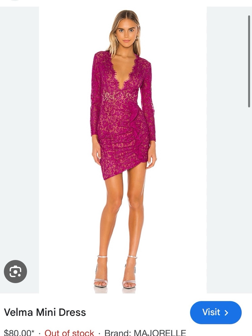 MAJORELLE Velma Magenta Lace Asymmetrical Mini Dress XS